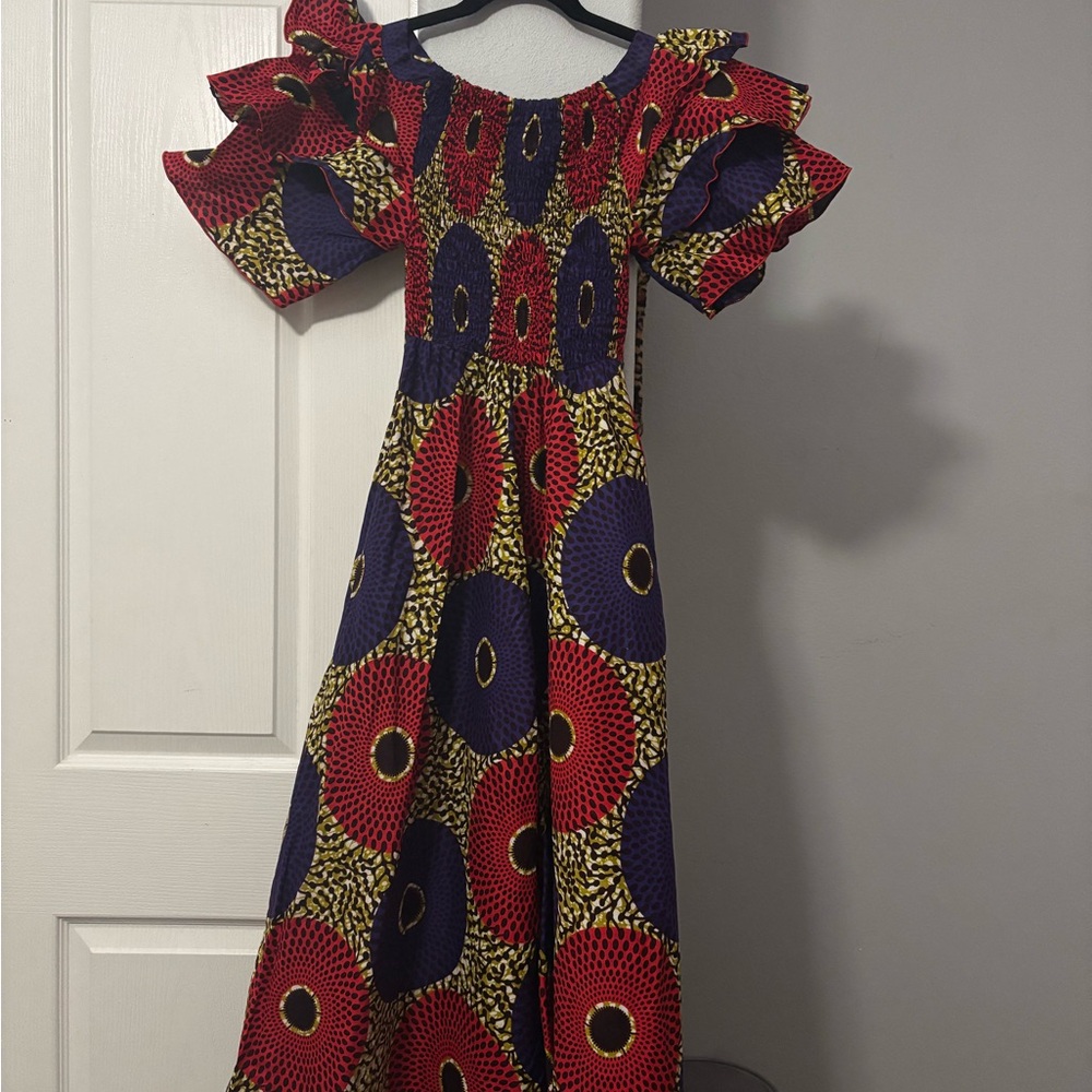 Ankara print off shoulder jumpsuit